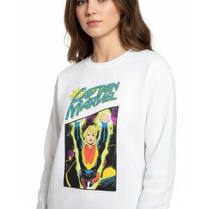 Marvel CAPTAIN MARVEL Soaring Girls White Pullover Women Sweatshirt (Small) NWT